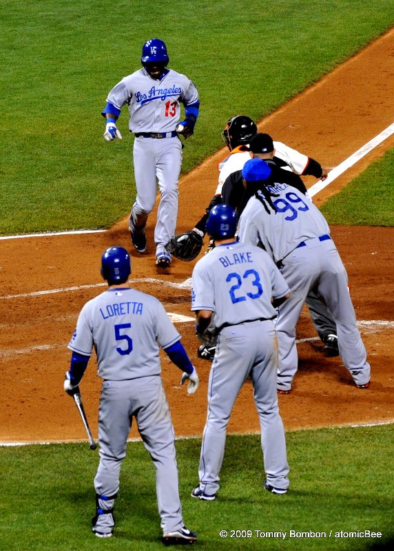 Dodgers four-run rally in the fourth inning: Matt Kemp hit a three-run double and scored on Mark Lorettas single