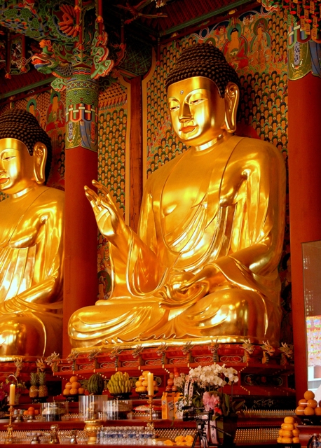 One of three giant Buddha figures Inside Jogyesa Temple