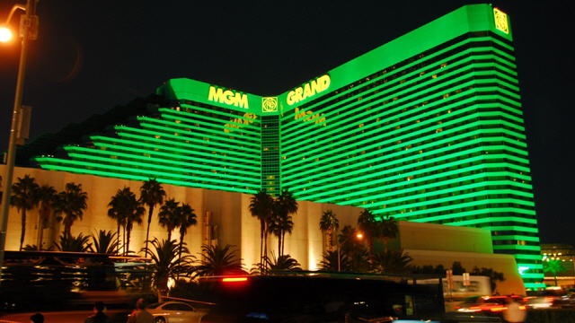 Must do shot of the MGM Grand exterior at night