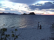 The larger Busuanga Island (left & back) and Dimakya Island (center) from Isla Walang Lang-aw