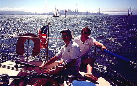 Captain Kevin McHugh (Shenango) at the helm with Captain Mike Nager (Trinity III) at the back.